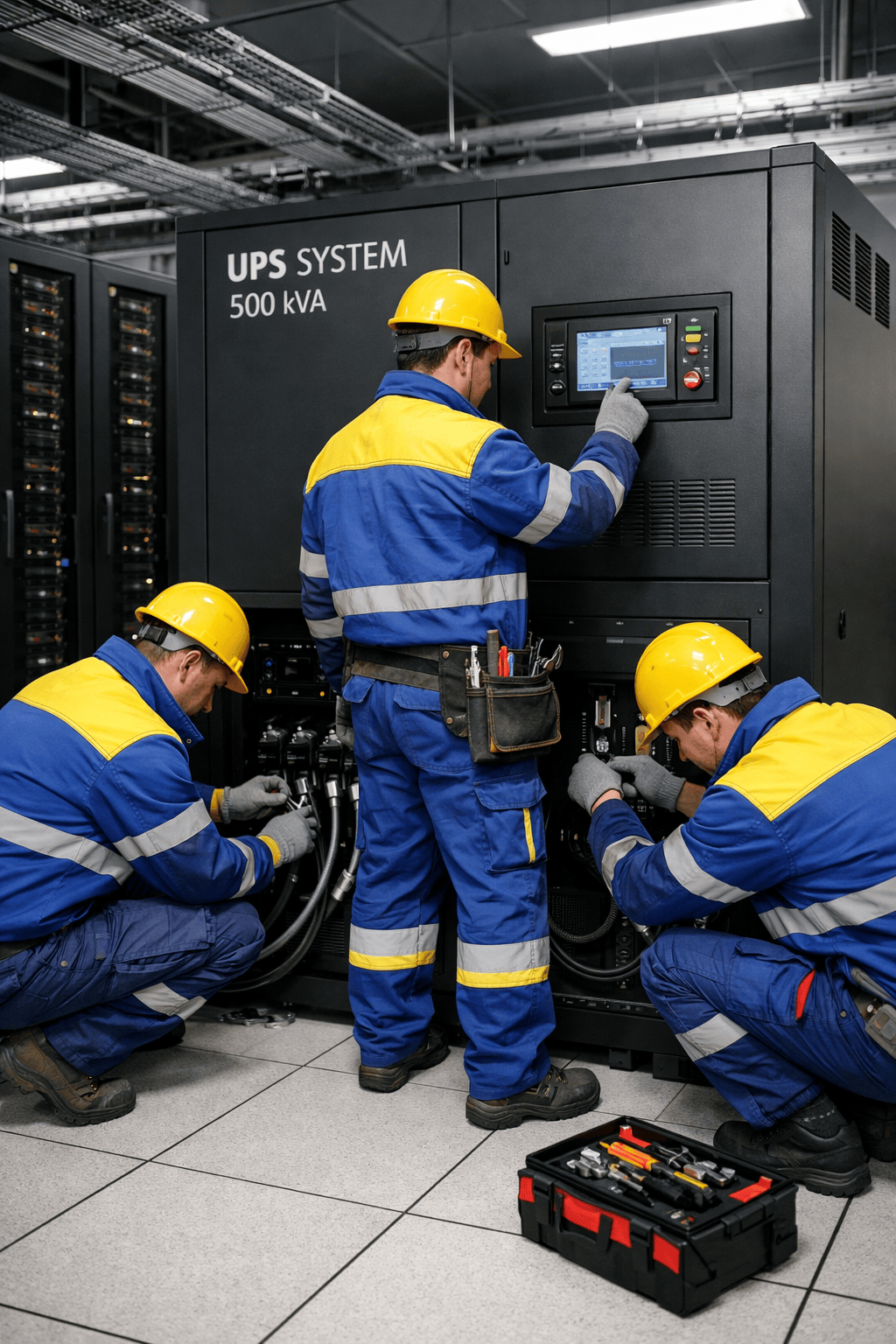 Инженеры Vicom Plus подключают ИБП