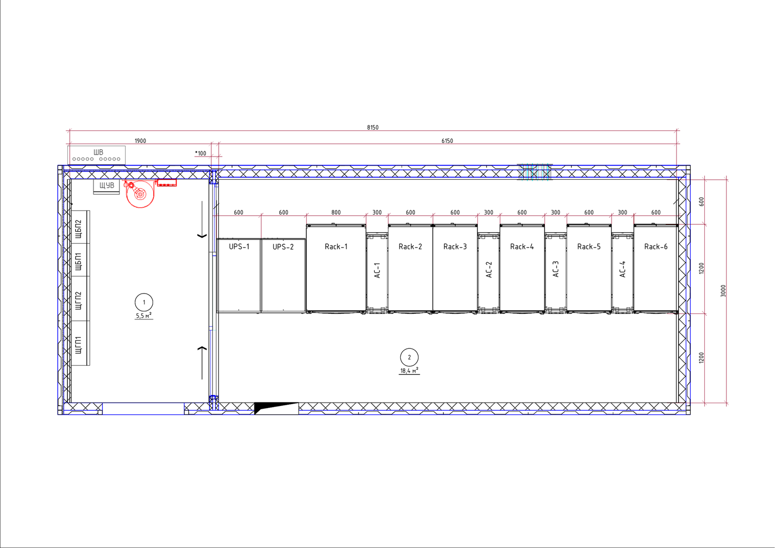 Схема компоновки контейнерного ЦОД