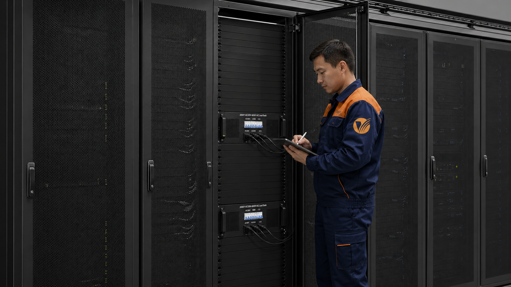 Инженер Vicom Plus сопровождает испытания с нагрузочными модулями